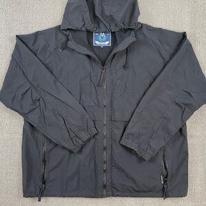 Members Only Jacket Adult XXL Blue Full Zip Hooded Windbreaker Rain Jacket Men